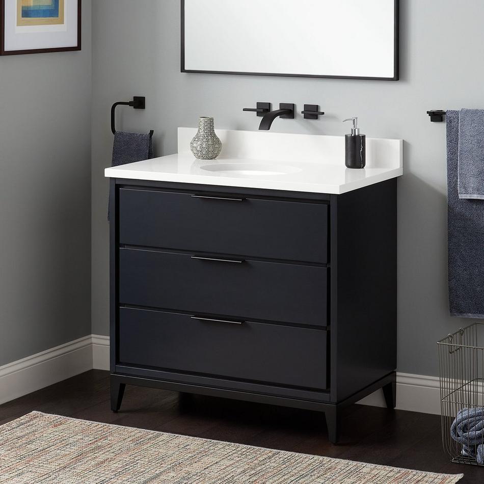 36" Hytes Mahogany Vanity With Undermount Sink - Midnight Navy Blue, , large image number 1