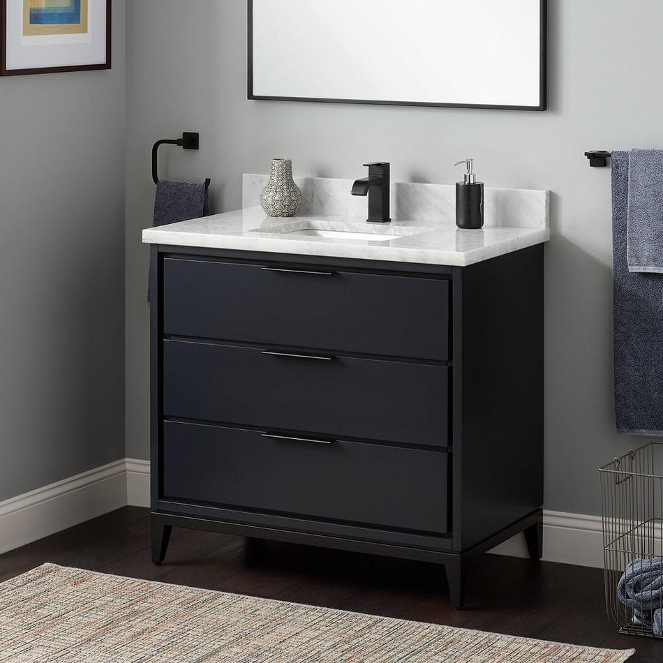 36" Hytes Mahogany Vanity With Rect Undermount Sink - Midnight Navy Blue, , large image number 2