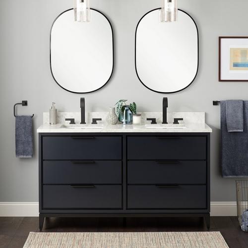 60 inch Hytes Mahogany Double Vanity - Midnight Navy