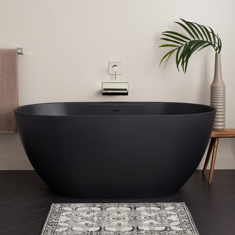 66" Catino Solid Surface Freestanding Tub - Matte Black