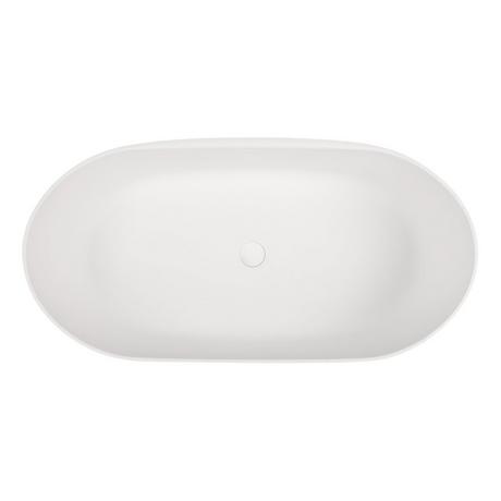 59" Catino Solid Surface Freestanding Tub - Matte White Interior - Matte Black Exterior
