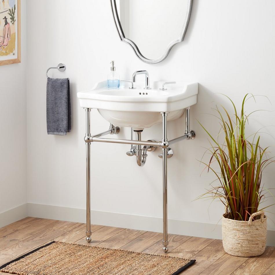 24 Cierra Console Sink with Brass Stand