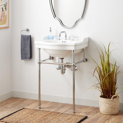 24" Cierra Console Sink with Brass Stand - Chrome
