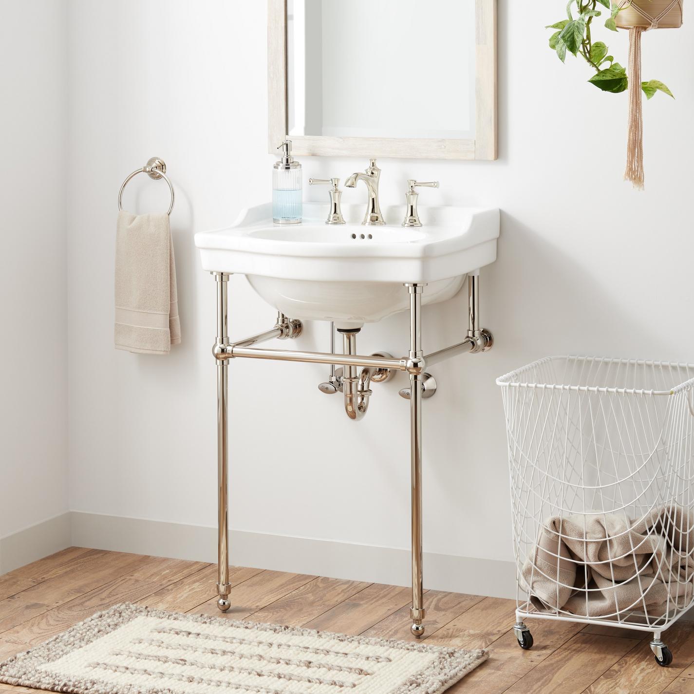 24" Cierra Console Sink with Brass Stand Polished Nickel Signature