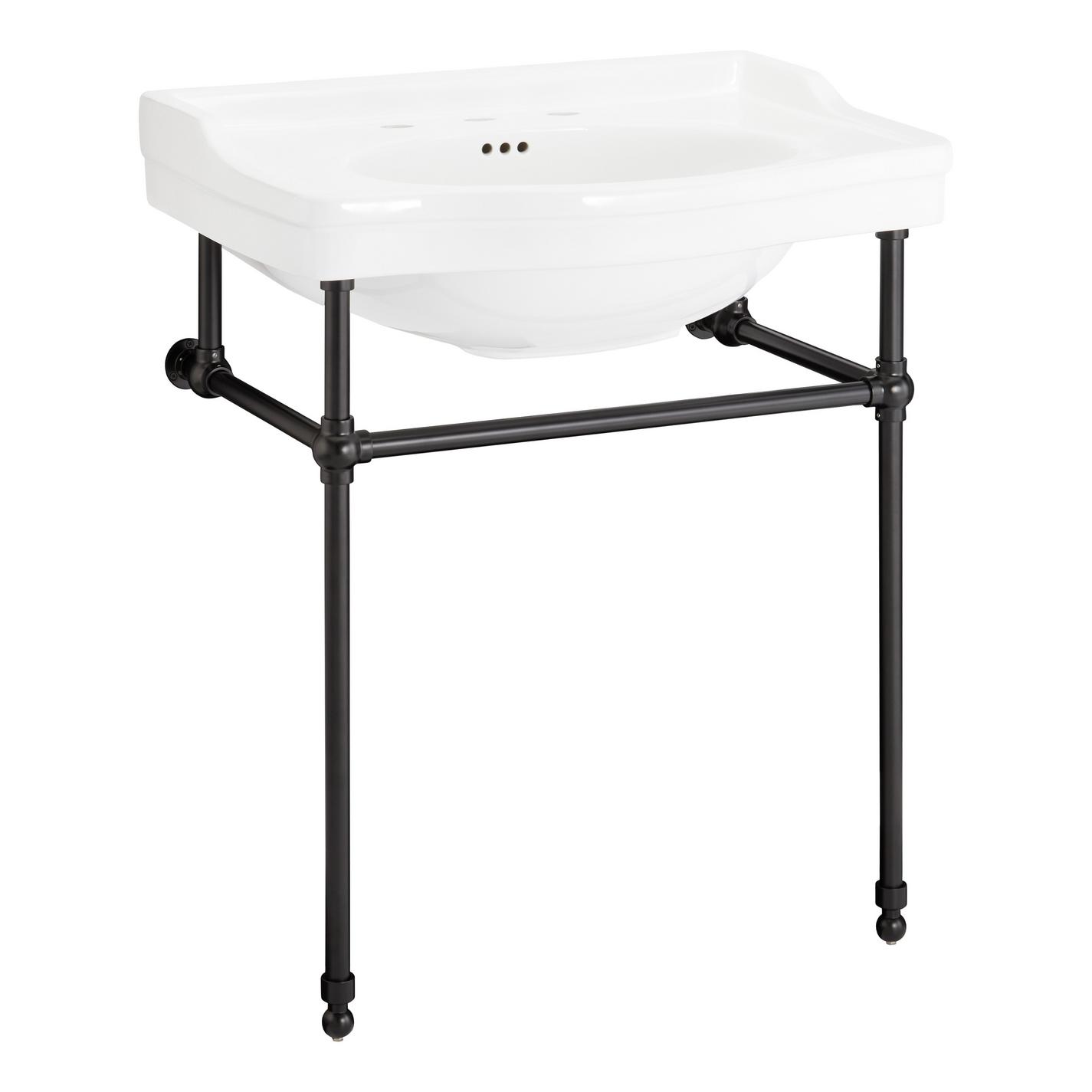 30" Cierra Console Sink with Brass Stand Matte Black Signature Hardware