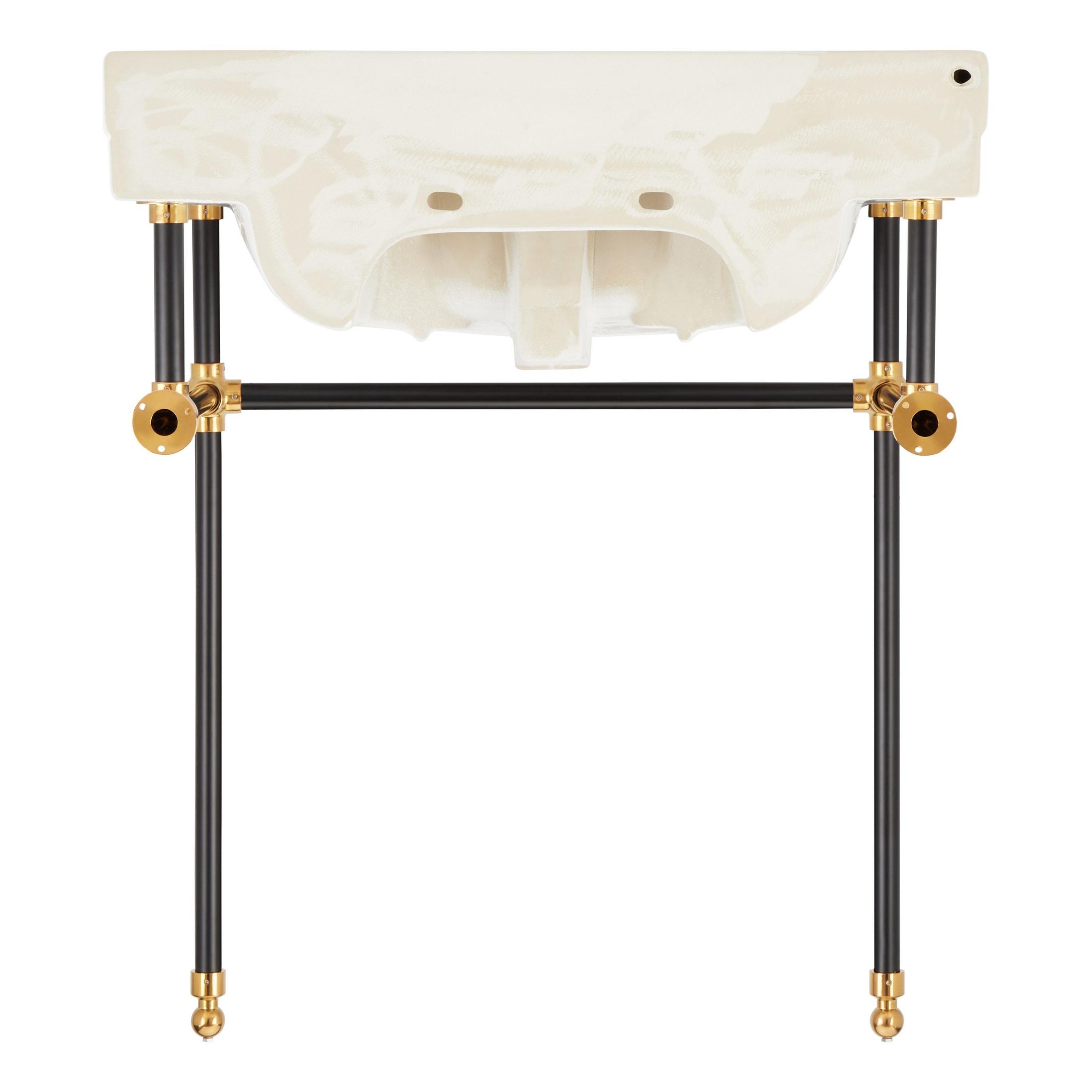 30" Cierra Console Sink with Two Tone Brass Stand Black & Gold
