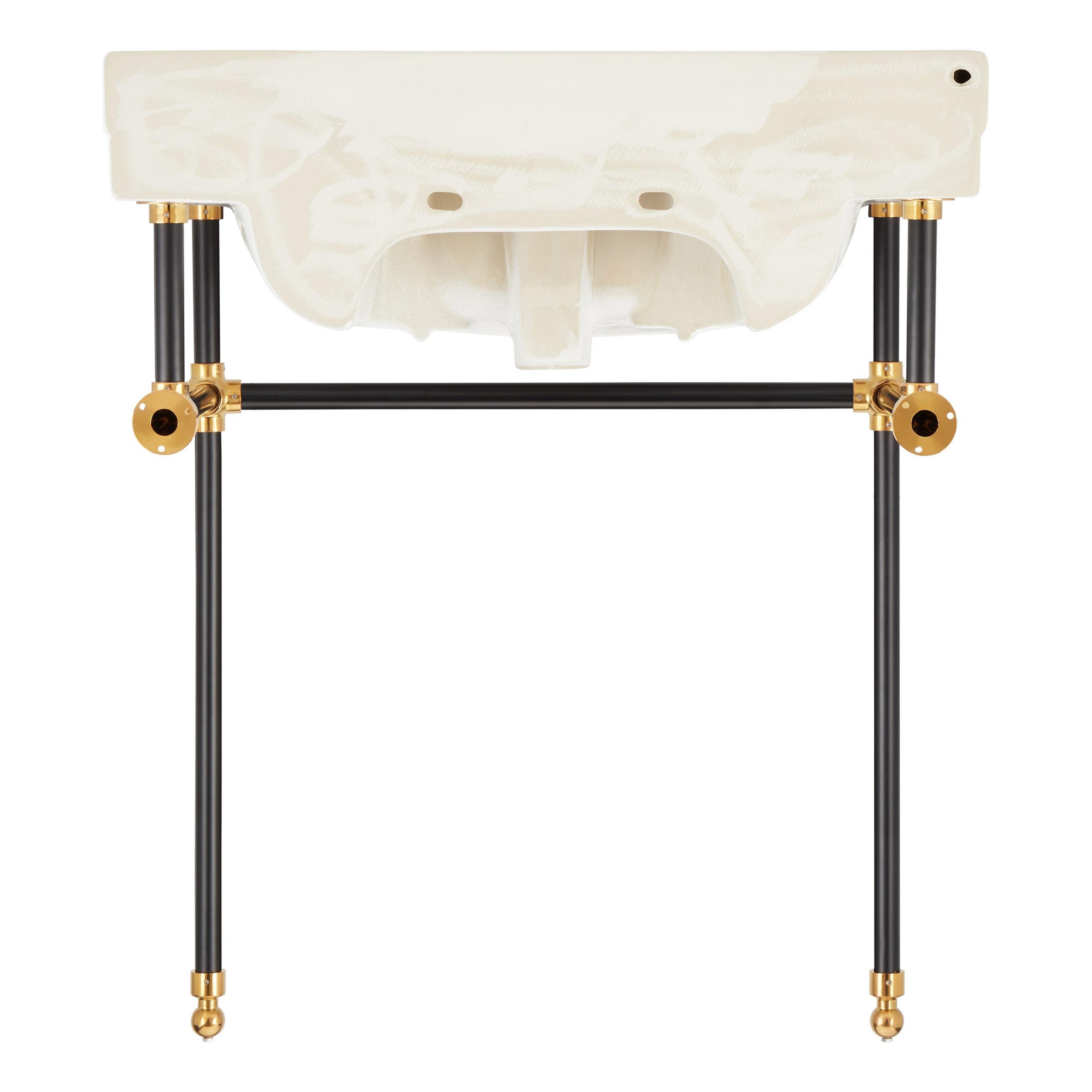 30" Cierra Console Sink with Two Tone Brass Stand Black & Gold