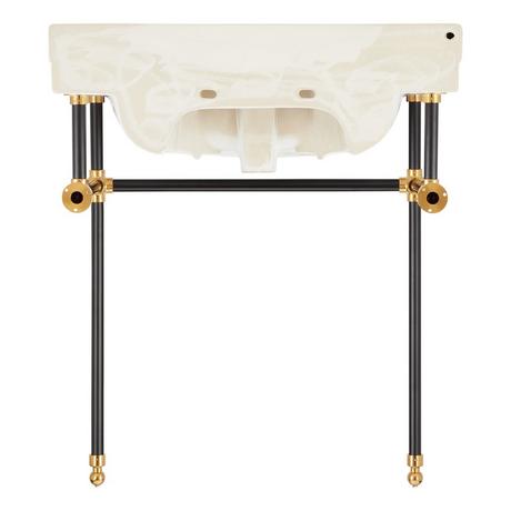 30" Cierra Console Sink with Two Tone Brass Stand - Black & Gold