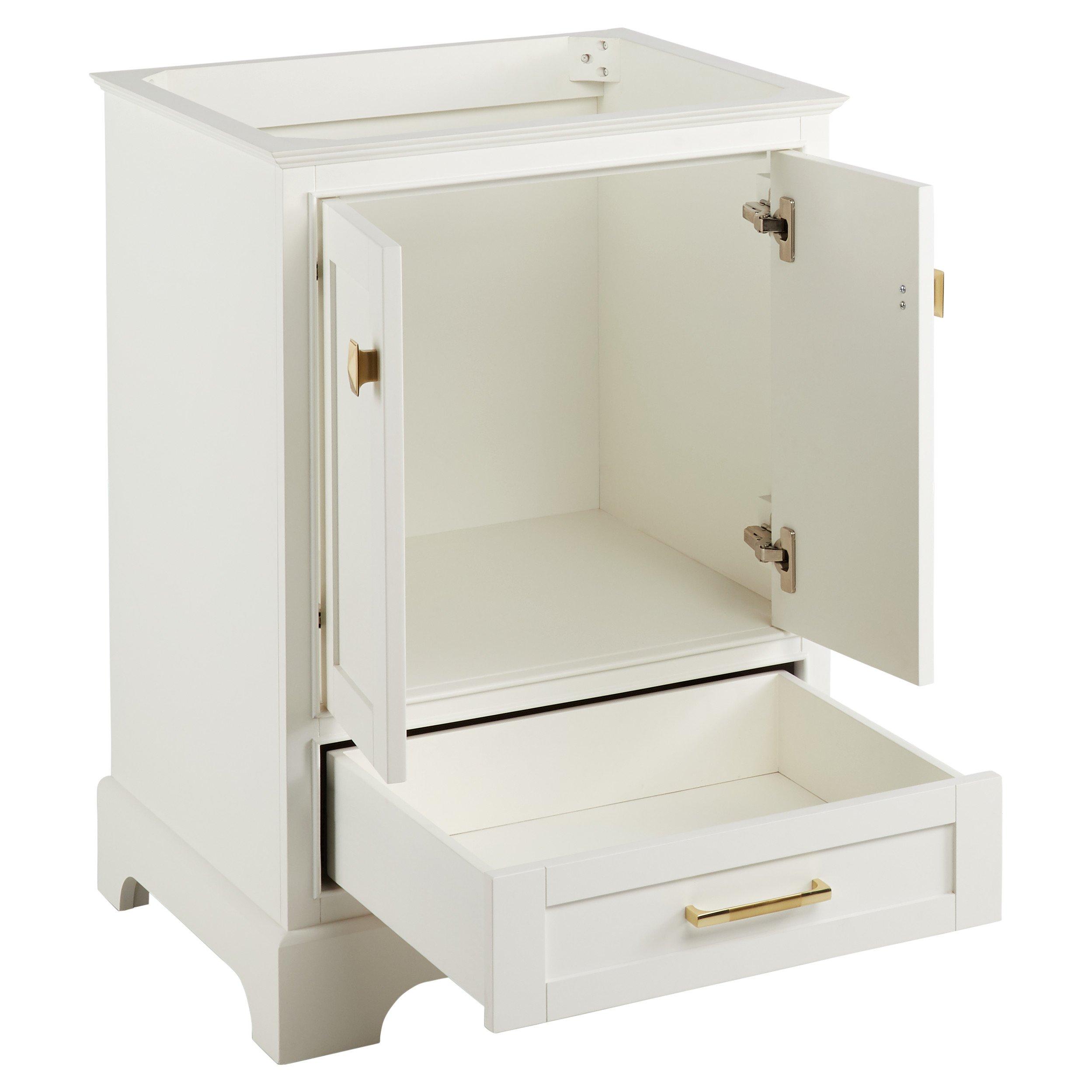 24 Quen Vanity With Rectangular Undermount Sink Soft White   480540 Quen Vanity Soft White 24 Open MV70 