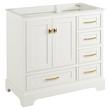 36" Quen Vanity With Left Offset Rectangular Undermount Sink - Soft White -Carrara Marble Widespread, , large image number 1