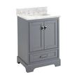 24" Quen Vanity With Rectangular Undermount Sink - Gray - Carrara Marble Widespread, , large image number 0