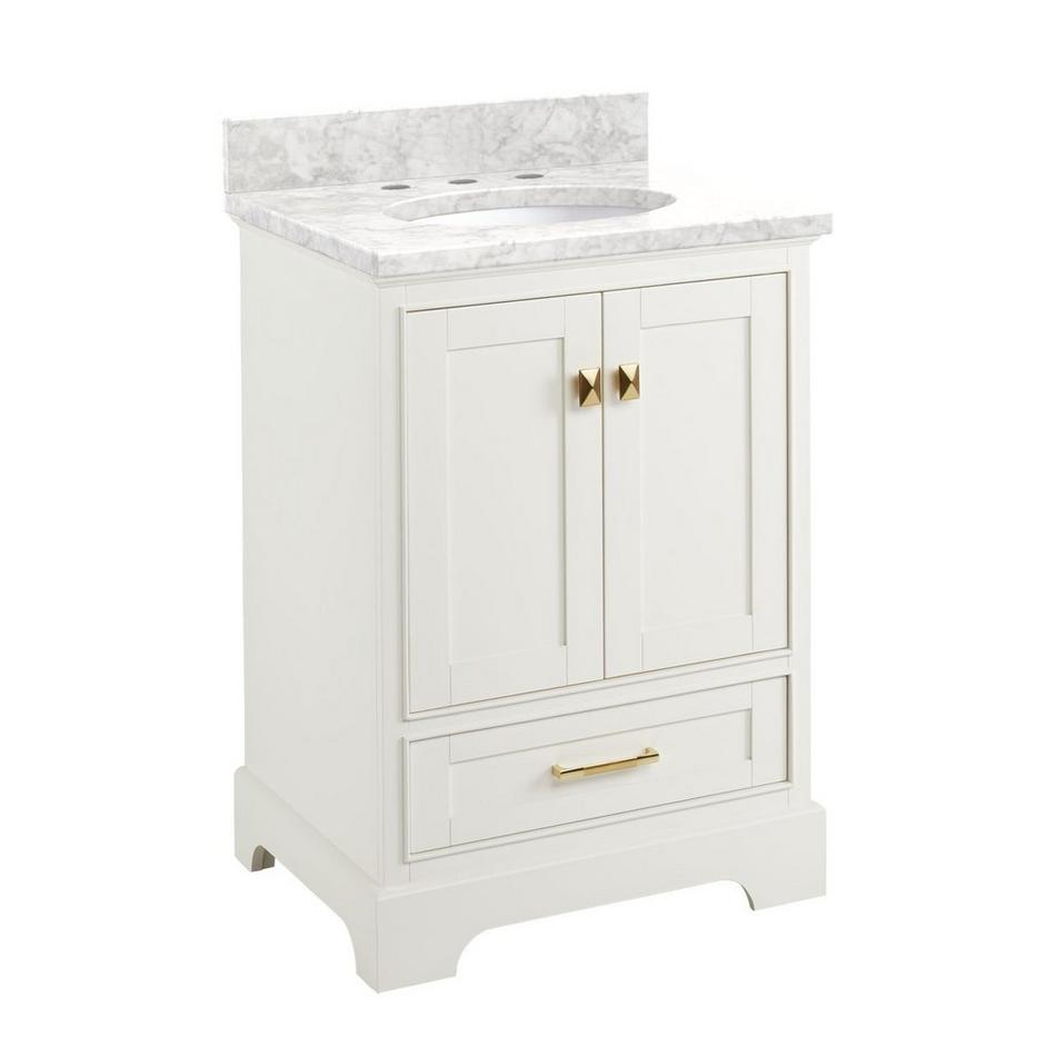 24" Quen Vanity With Undermount Sink - Soft White - Carrara Marble Widespread, , large image number 0