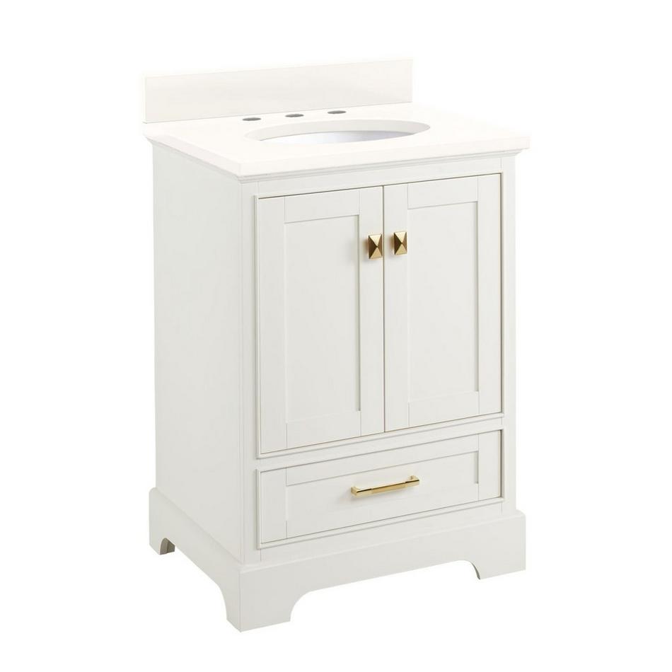 24" Quen Vanity With Undermount Sink - Soft White - Arctic White Quartz Widespread, , large image number 0