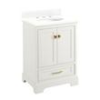 24" Quen Vanity With Undermount Sink - Soft White - Feathered White Quartz Widespread, , large image number 0