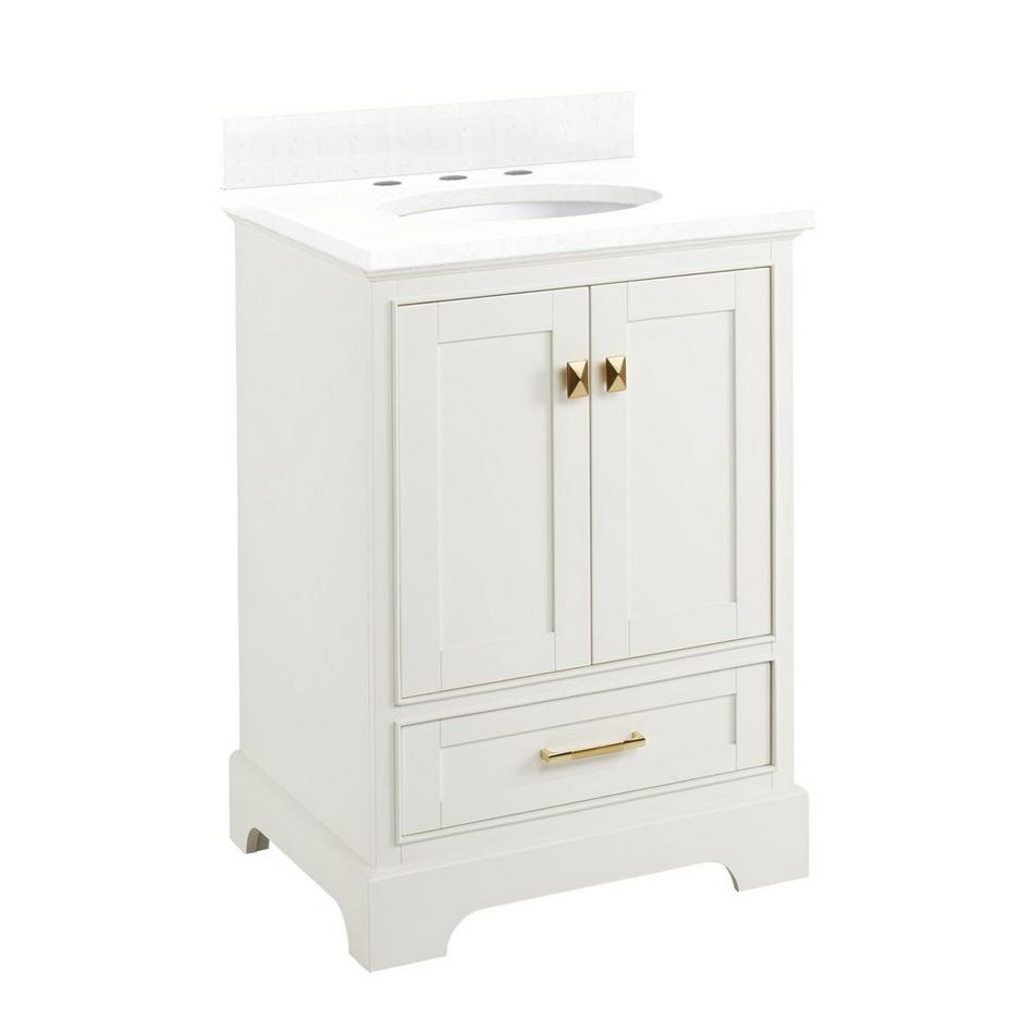 24" Quen Vanity With Undermount Sink - Soft White - Feathered White Quartz Widespread, , large image number 0
