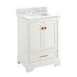 24" Quen Vanity With Rectangular Undermount Sink - Soft White - Carrara Marble Single Hole, , large image number 0