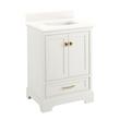 24" Quen Vanity With Rectangular Undermount Sink - Soft White - Arctic White Quartz No Faucet Holes, , large image number 0