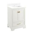 24" Quen Vanity With Rectangular Undermount Sink - Soft White - Feathered White Quartz Single Hole, , large image number 0