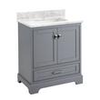 30" Quen Vanity With Rectangular Undermount Sink - Gray - Carrara Marble Single Hole, , large image number 0