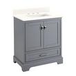 30" Quen Vanity With Rectangular Undermount Sink - Gray - Arctic White Quartz Widespread, , large image number 0