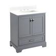 30" Quen Vanity With Rectangular Undermount Sink - Gray - Feathered White Quartz Widespread, , large image number 0