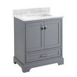 30" Quen Vanity With Rectangular Undermount Sink - Gray - Carrara Marble No Faucet Holes, , large image number 0