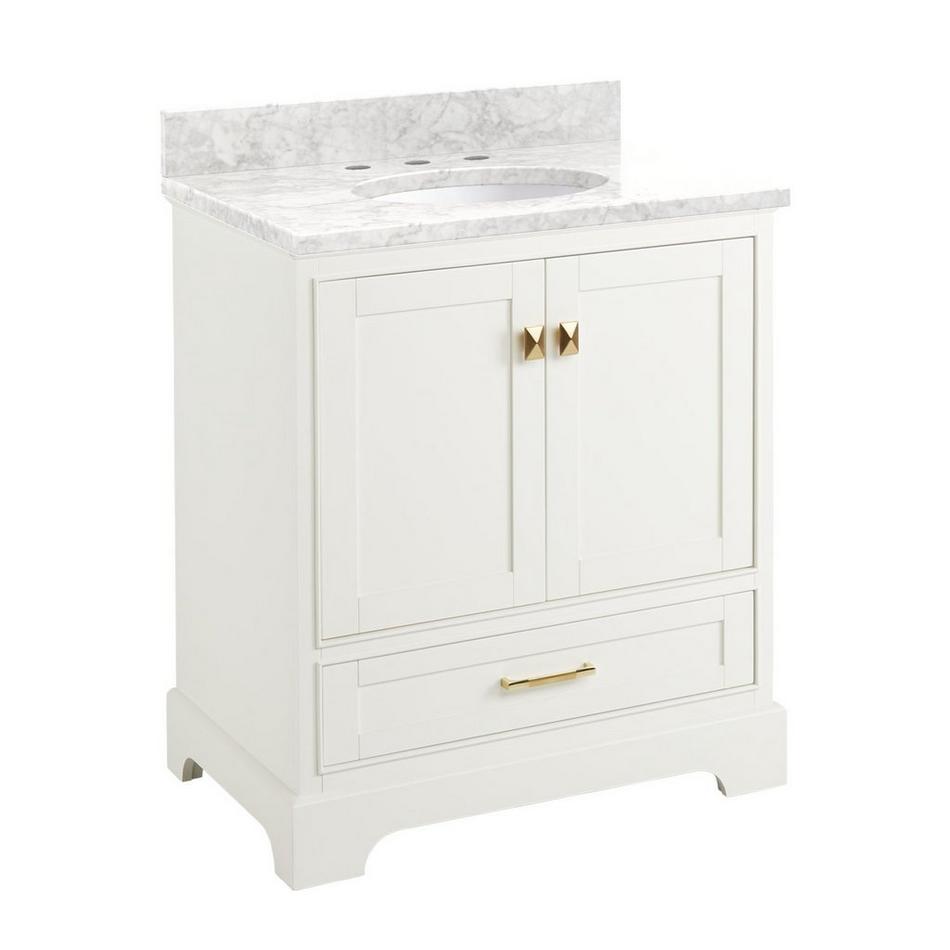 30" Quen Vanity With Undermount Sink - Soft White - Carrara Marble Widespread, , large image number 0