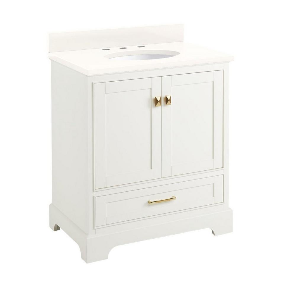 30" Quen Vanity With Undermount Sink - Soft White - Arctic White Quartz Widespread, , large image number 0