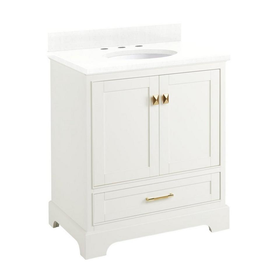 30" Quen Vanity With Undermount Sink - Soft White - Feathered White Quartz Widespread, , large image number 0