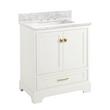 30" Quen Vanity With Rectangular Undermount Sink - Soft White - Carrara Marble Widespread, , large image number 0