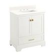 30" Quen Vanity With Rectangular Undermount Sink - Soft White - Arctic White Quartz Widespread, , large image number 0