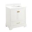 30" Quen Vanity With Rectangular Undermount Sink - Soft White - Feathered White Quartz Single Hole, , large image number 0
