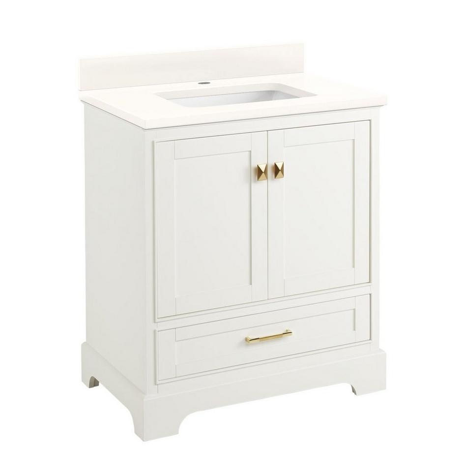 30" Quen Vanity With Rectangular Undermount Sink - Soft White - Arctic White Quartz Single Hole, , large image number 0