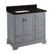 36" Quen Vanity With Left Offset Rectangular Undermount Sink - Gray - Absolute Black Widespread, , large image number 0