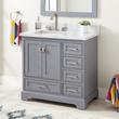 36" Quen Vanity With Left Offset Rectangular Undermount Sink - Gray, , large image number 0