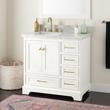 36" Quen Vanity With Left Offset Rectangular Undermount Sink - Soft White, , large image number 0