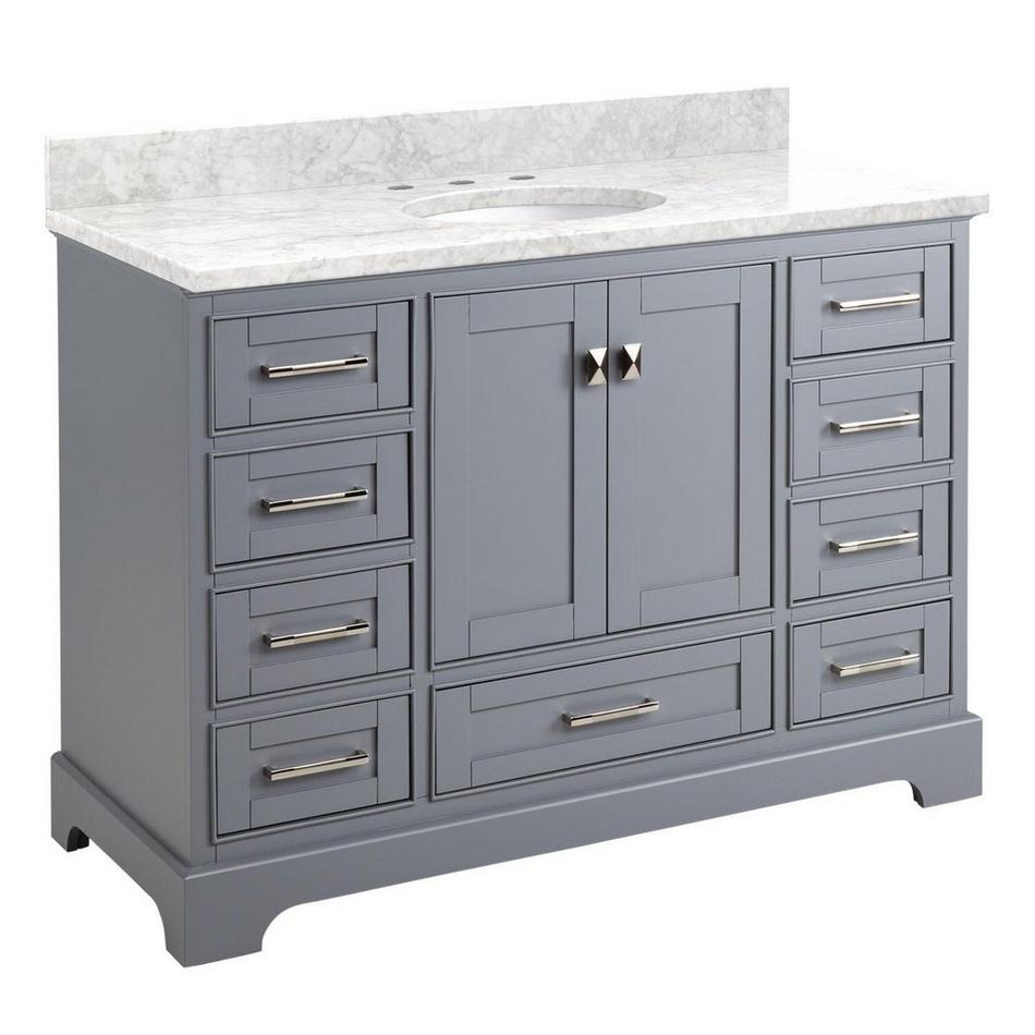 48" Quen Vanity With Undermount Sink - Gray - Carrara Marble Widespread, , large image number 0