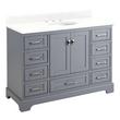 48" Quen Vanity With Undermount Sink - Gray - Feathered White Quartz Widespread, , large image number 0
