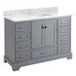 48" Quen Vanity With Rectangular Undermount Sink - Gray - Carrara Marble Widespread, , large image number 0