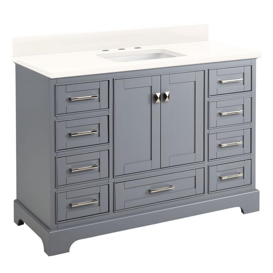 48" Quen Vanity With Rectangular Undermount Sink - Gray - Arctic White Quartz Widespread, , large image number 0