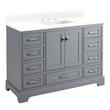 48" Quen Vanity With Rectangular Undermount Sink - Gray - Feathered White Quartz Widespread, , large image number 0