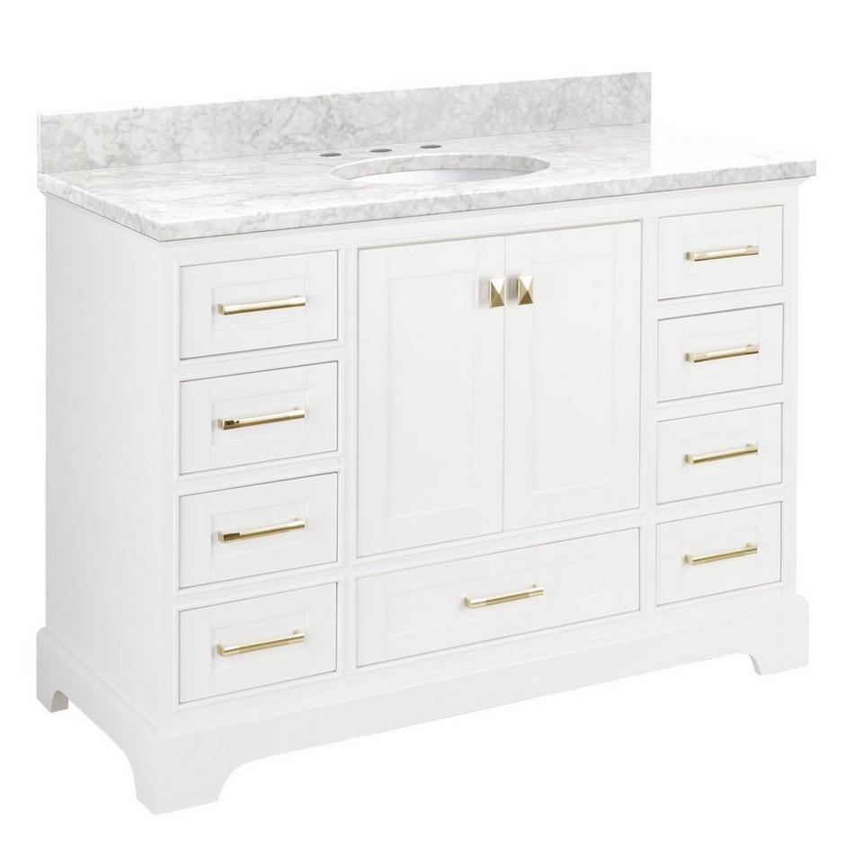 48" Quen Vanity With Undermount Sink - Soft White - Carrara Marble Widespread, , large image number 0