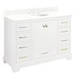 48" Quen Vanity With Undermount Sink - Soft White - Feathered White Quartz Widespread, , large image number 0