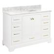 48" Quen Vanity With Rectangular Undermount Sink - Soft White - Carrara Marble Widespread, , large image number 0