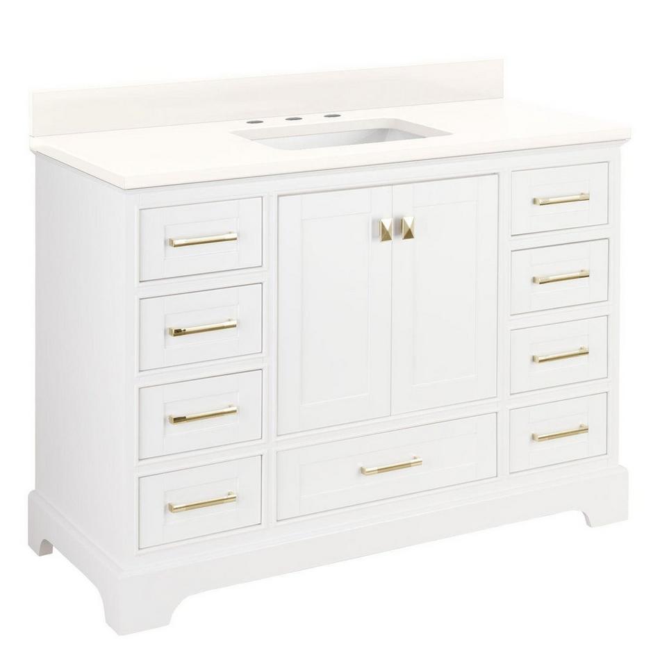 48" Quen Vanity With Rectangular Undermount Sink - Soft White - Arctic White Quartz Widespread, , large image number 0