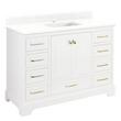 48" Quen Vanity With Rectangular Undermount Sink - Soft White - Feathered White Quartz Single Hole, , large image number 0