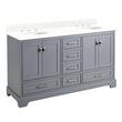 60" Quen Double Vanity With Undermount Sinks - Gray - Feathered White Quartz Widespread, , large image number 0