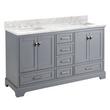 60" Quen Double Vanity With Rectangular Undermount Sinks - Gray - Carrara Marble Widespread, , large image number 0