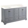 60" Quen Double Vanity With Rectangular Undermount Sinks - Gray - Arctic White Quartz Widespread, , large image number 0