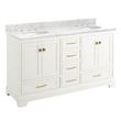 60" Quen Double Vanity With Undermount Sinks - Soft White - Carrara Marble Widespread, , large image number 0